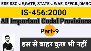 IS 456 2000 CODE SUMMARY part 9  important codal provisions  is code recommendations [upl. by Eillo]