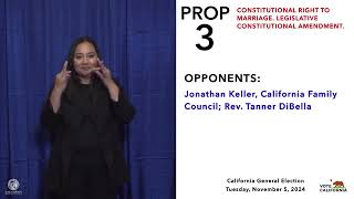 Proposition 3 Quick Reference Guide ASL  November 5 2024 California General Election [upl. by Correy605]