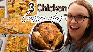 3 EASY CASSEROLES USING ROTISSERIE CHICKEN  RECIPES FOR ROTISSERIE CHICKEN [upl. by Stearne983]