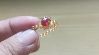 rings from beadshow to make easy single jewel beaded rings for beginners [upl. by Enerod849]