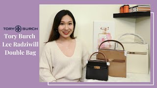 TORY BURCH LEE RADZIWILL DOUBLE BAG REVIEW amp COMPARISON 2020 WHAT FITS MOD SHOTS  AD [upl. by Fabiola]