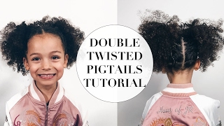 Double Twisted Pigtail Tutorial For Natural Hair Kids [upl. by Candless]