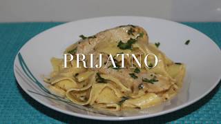 Kremasta pasta u belom sosu sa piletinom Fettuccine Alfredo with chicken 2017 [upl. by Beattie386]