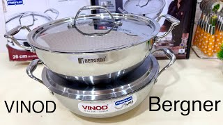 VINOD Vs Bergner extra deep Triply Kadai Review India’s No 1 Steel Kadai 🛍 [upl. by Onafets145]