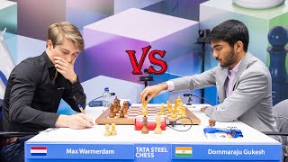 PAWN SAC Gukesh 2725 vs Max Warmerdam 2625  Tata Steel Masters 2024  R7 [upl. by Orazio]