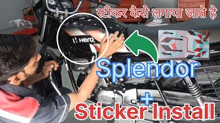 splendor new model 2024 modifiedFull Black Bike Red colour Graphics Installautomobile Brijesh hero [upl. by Dugan]