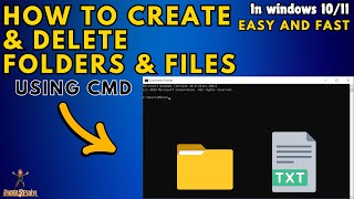 How to create and Delete folder and text files using CMD  simple Way   RampR [upl. by Hanny32]