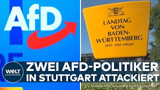 STUTTGART Angriff auf zwei AfDPolitiker vor dem Landtag [upl. by Aenahs520]