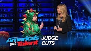 Piff the Magic Dragon Comedic Magician Kisses Heidi Klum  Americas Got Talent 2015 [upl. by Alvina]