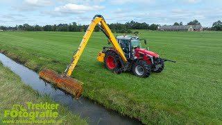 Maaikorven  Luimstra  Massey Ferguson  Herder  Ditch maintenance  Grabenpflege [upl. by Cordi]