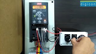 danfoss vfd drive frequency up and down using Remote push button in hindi Danfoss FC51 VFD [upl. by Cattima232]