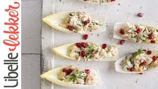 Sandra Bekkari glutenvrije witloof bootjes met krab en granaatappel  Libelle Lekker [upl. by Okin]