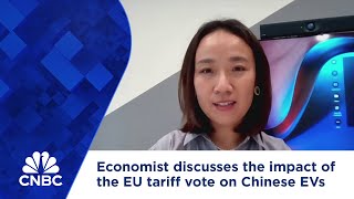 Economist discusses the impact of the EU tariff vote on Chinese EVs [upl. by Ellimahs]