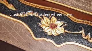 Custom hand tooled leather steering wheel cover [upl. by Yttap337]