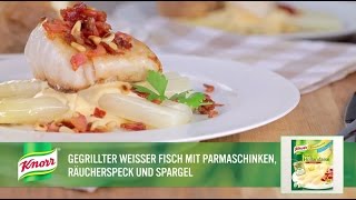 Gegrillter weißer Fisch mit Parmaschinken Räucherspeck und Spargel  Knorr Rezepte [upl. by Asserat]