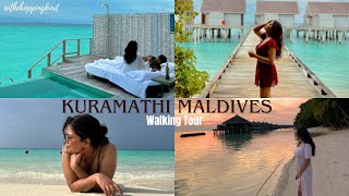 KURAMATHI MALDIVES WALKING TOUR  BEACH AND WATER VILLA WITH POOL  HONEYMOON maldives walkingtour [upl. by Anneirda]