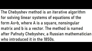 Chebyshev Method with EXAMPLES [upl. by Innaig]