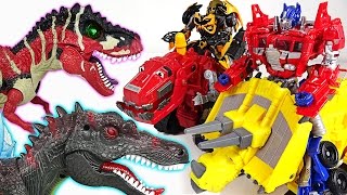 Transformers Combine your strength with Dinotrux and defeat the terrible dinosaurs  DuDuPopTOY [upl. by Aufmann]