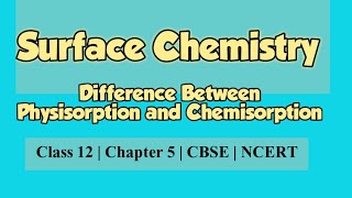 Difference between Physisorption and ChemisorptionClass12 ChemistryChapter 5 Surface Chemistry [upl. by Jara]