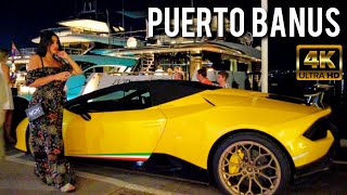 PUERTO BANUS NIGHTLIFE MARBELLA 🇪🇦 Spain Malaga 4K Summer 2023 [upl. by Aymahs584]