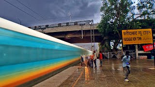 WAP7 High Speed HUMSAFAR Express Thrashes Faridabad Amidst Windy Overcast Weather at 130 KMPH [upl. by Lonee]