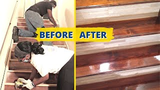 DIY Wood Stair Makeover  Top 5 Tips [upl. by Aihsekin]