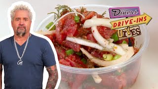 Guy Fieri Could Eat This LEGIT Poke By the BUCKETFUL  Diners DriveIns and Dives  Food Network [upl. by Naelcm89]