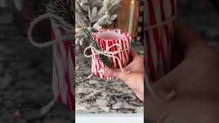 DIY Peppermint Candy Cane Candle Holder  Easy Christmas Decor Tutorial 🎄 [upl. by Waters]