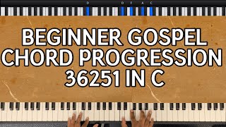 Easy 36251 in C Chord Progression  Gospel Piano Tutorial [upl. by Inaffets]