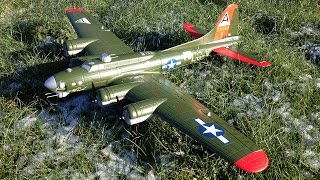 Near Crash on Cold Day with EFlite UMX B17 Flying Fortress WWII Bomber with AS3X Technology [upl. by Sarchet315]