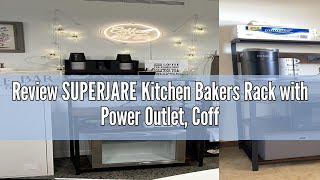 Review SUPERJARE Kitchen Bakers Rack with Power Outlet Coffee Bar Table 4 Tiers Kitchen Microwave [upl. by Cioban12]