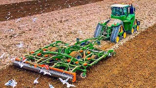 LAVORAZIONE TERRENO JOHN DEERE 9620RX Amazone Ceus MASSIGNANI [upl. by Ahsirek]