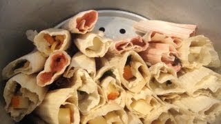 How to make tamales cook them and make cheese tamales rajas con queso [upl. by Sinnek]