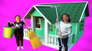 Masal and Öykü Cleaning the Playhouse  Fun Kids Video [upl. by Elnora]