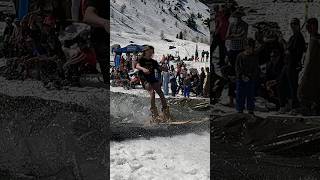 Boys Pond Skim  Water Slide Challenge Grimentz 23 skiing ski switzerland suisse schweiz [upl. by Laira]