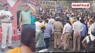 Mahim Agitators from Koli community block Road at Mahim causeway demands for Traffic Signal [upl. by Fanchie]