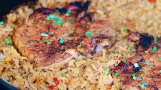 One Pan Oven Baked Pork Chops And Rice [upl. by Muryh]