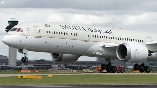 Saudia B7879 Dreamliner FLAP ISSUE and Fast Landing at Manchester Airport Runway 23L [upl. by Gasper]