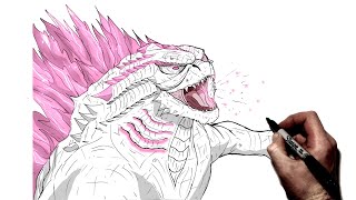 How To Draw Godzilla Evolved  Step By Step  GxK New Empire [upl. by Puritan]