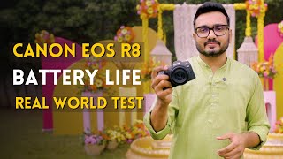 Canon R8 Battery life review  real world test  best wedding camera  by Dhruvin Jain [upl. by Anitsyrk360]