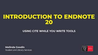 Introduction to EndNote 20 basics  using Cite While You Write CWYW tools [upl. by Naujahs]