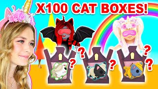 We Opened 100 CAT BOXES In Adopt Me Roblox [upl. by Evannia]