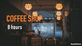 Rainy Day at the Coffee Shop Ambiance  8 Hours of Rain background chatter and Jazz Music [upl. by Damalas854]