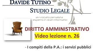 Diritto Amministrativo Video lezione n26  I compiti della PA i servizi pubblici [upl. by Pippa700]