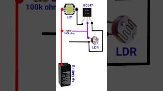 Bc 547 transistor circuit auto on off led LDR sensor ledlight short [upl. by Gilead]