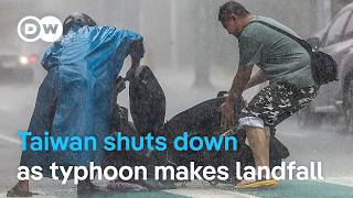 Typhoon Kongrey strikes Taiwan its most powerful typhoon in decades  DW News [upl. by Arikaahs135]