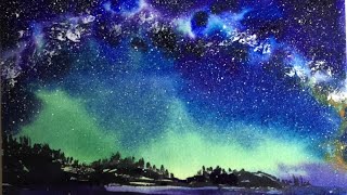 Watercolor Milky Way Sky Painting Demonstration [upl. by Melisenda]