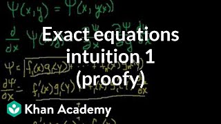 Exact equations intuition 1 proofy  First order differential equations  Khan Academy [upl. by Atekin]