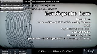 Earthquake Cam  Mouzaki Greece M68  10252018  地震ウェブカメラ [upl. by Adamok]