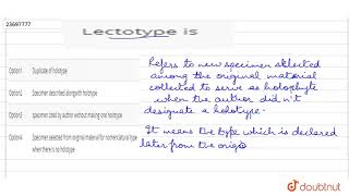 Lectotype is  12  THE LIVING WORLD  BIOLOGY  DINESH PUBLICATION  Doubtnut [upl. by Eseerahs166]